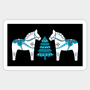 Christmas Dala Horse in blue and white Sticker